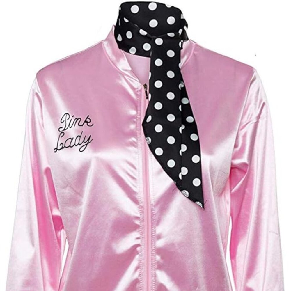 1950s Pink Satin Costume Jacket with Neck Scarf